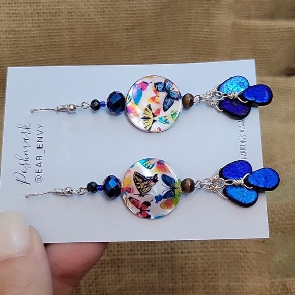 Hand Crafted Jewelry - BUTTERFLY HANDWRAPPED OOAK EARRINGS